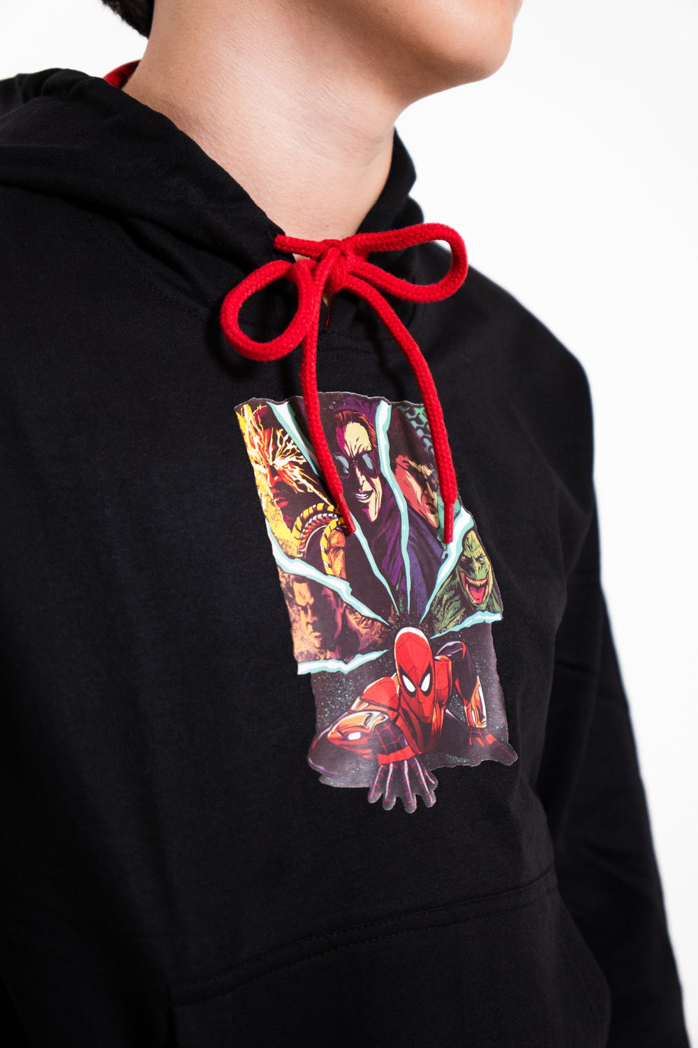 Sudadera Spider-Man con capucha para niño diseño Comic Villains — estampado visto de tres cuartos