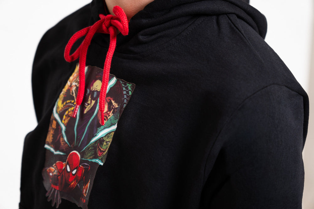 Sudadera Spider-Man con capucha para niño diseño Comic Villains — estampado visto de lado
