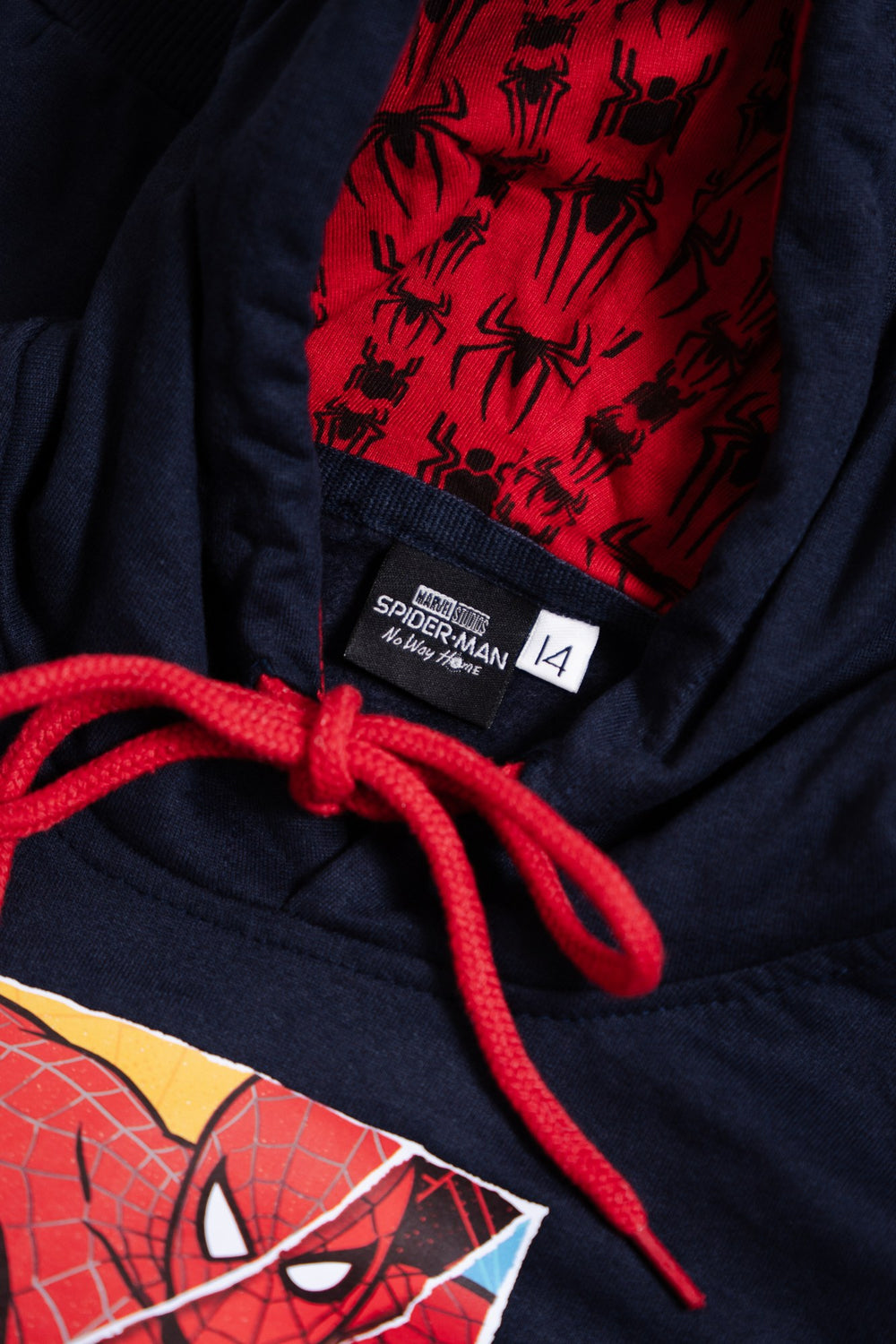 Sudadera Spider-Man con capucha para niño diseño Comic Art Navy — etiqueta interior con licencia oficial Marvel
